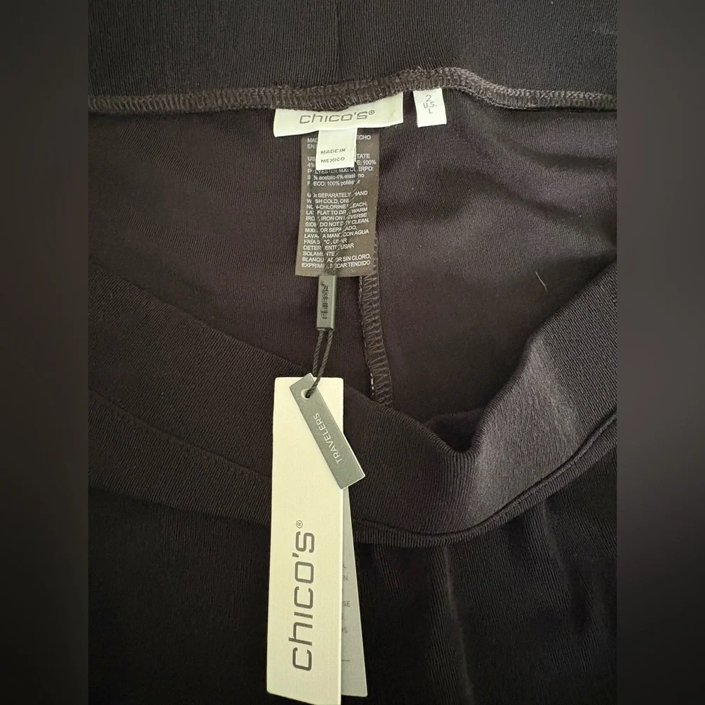 Chico's Black Wide Leg Fringe Hem Pants - Picture 2 of 8
